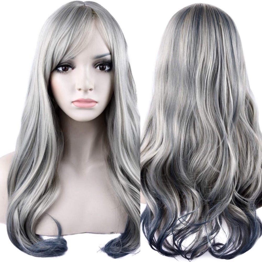 ✨ ✨REESA 22” GREY w/blue tips Cosplay wig *NWT*✨ - Picture 1 of 5